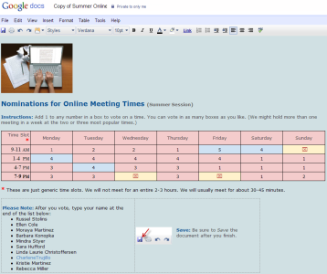 Online Meeting Times example