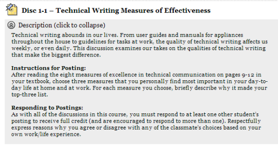 Sample Discussion instructions