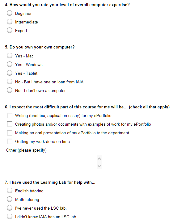 Background Knowledge Survey